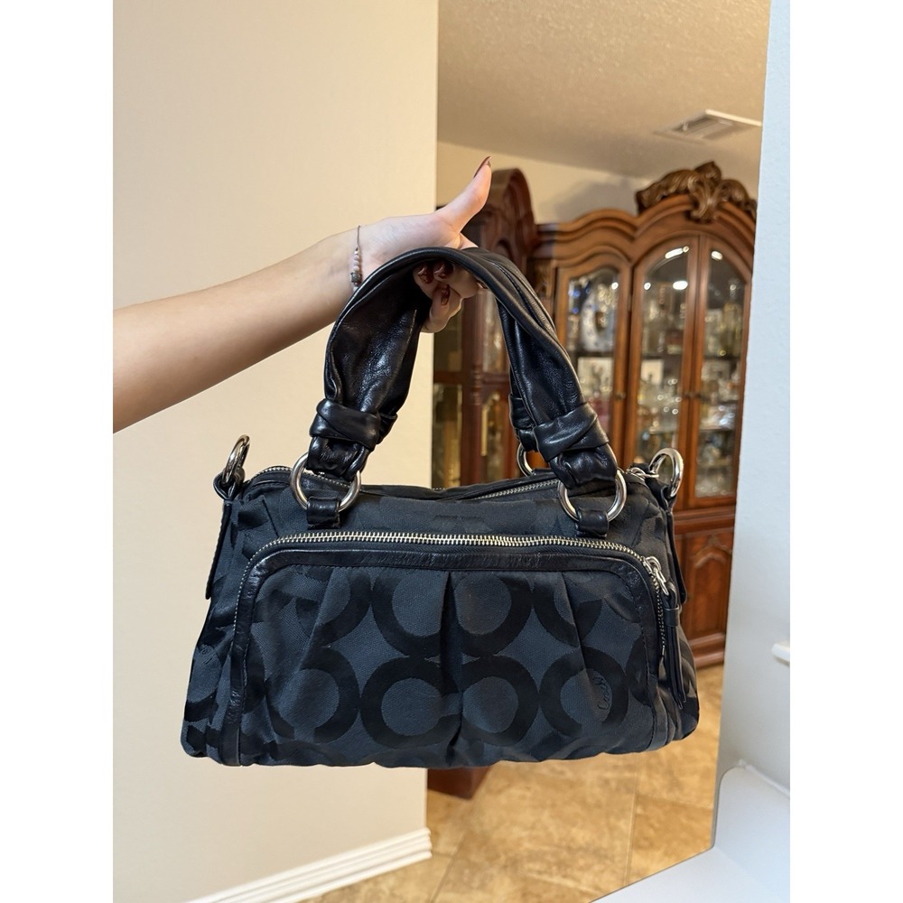 VINTAGE 2009 COACH Black Op Art Parker Satchel Bag 14156 Y2K Silhouette
